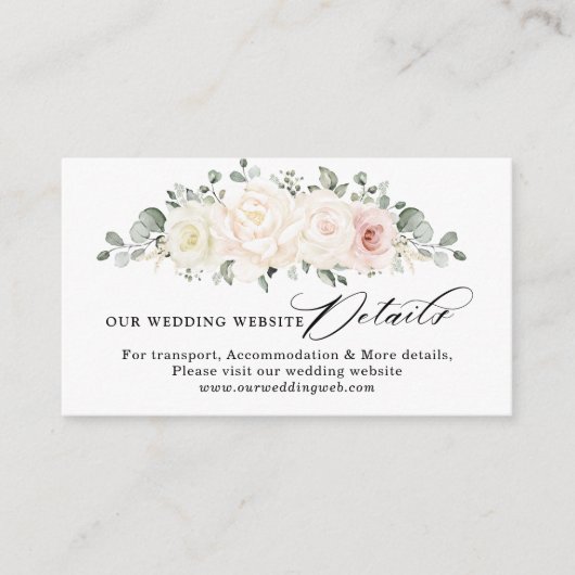 Website Champagne Ivory Blush Pink Floral Wedding Begleitkarte (Vorderseite)