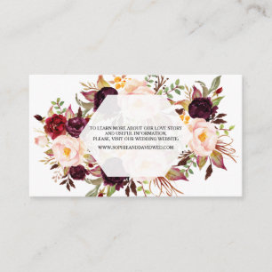 Website der Burgundy Blush Floral Geometric Weddin Begleitkarte