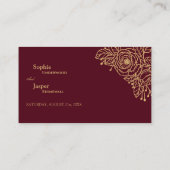 Website der Burgundy Gold Floral Wedding Begleitkarte (Rückseite)