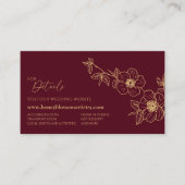 Website der Burgundy Gold Floral Wedding Begleitkarte (Vorderseite)