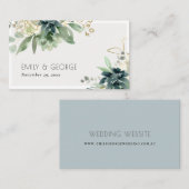 Website der dusky Blue Green Succulent Foliage Wed Visitenkarte (Vorne/Hinten)