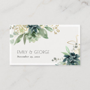 Website der dusky Blue Green Succulent Foliage Wed Visitenkarte