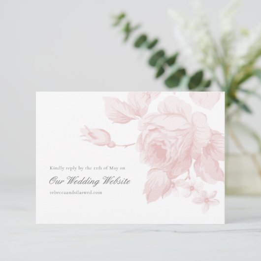 Website der eleganten botanischen Hochzeit RSVP Karte (Stehend Vorderseite)