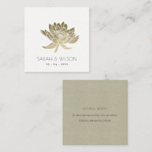 WEBSITE DER GLAMOROUS PALE GOLD LOTUS FLORAL WEDSI QUADRATISCHE VISITENKARTE
