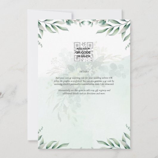 Website der Greenery Wedding Einladungen UAWG QR C (Rückseite)