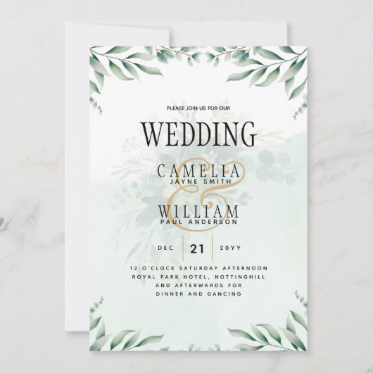 Website der Greenery Wedding Einladungen UAWG QR C (Vorderseite)