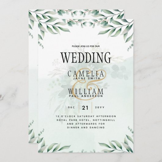 Website der Greenery Wedding Einladungen UAWG QR C (Vorne/Hinten)