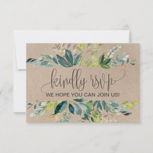 Website der Kraft Foliage Wedding RSVP Card (Vorderseite)