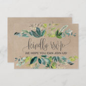 Website der Kraft Foliage Wedding RSVP Card (Vorne/Hinten)