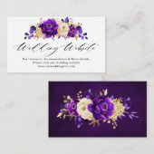 Website der Royal Lila Violet Gold Floral Wedding Begleitkarte (Vorne/Hinten)