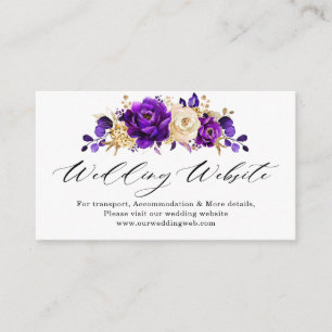 Website der Royal Lila Violet Gold Floral Wedding Begleitkarte