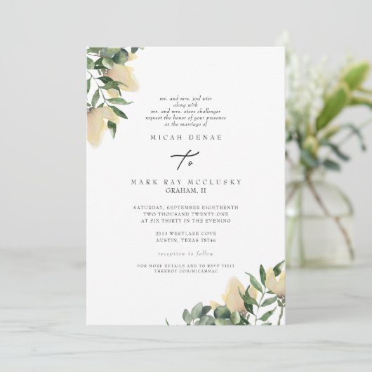 Website der scheidenden Eltern zu Foliage & Yellow Einladung (Stehend Vorderseite)