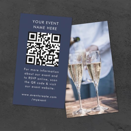 Website der Veranstaltung | Navy Blue Stylish QR C Begleitkarte
