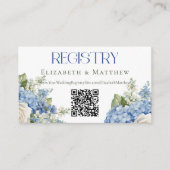 Website des Blue Hydrangea Wedding Registry QR Cod Begleitkarte (Vorderseite)