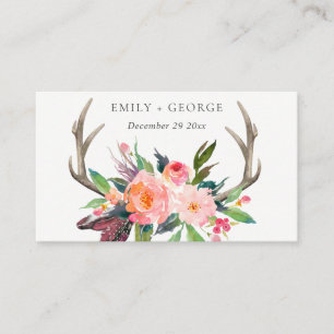 WEBSITE DES BOHO BLUSH ANTLER FLORAL COUNTRY WEDDI VISITENKARTE