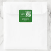 Website des Emerald Green QR Code Business-Logos Quadratischer Aufkleber (Tasche)