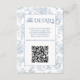 Website des französischen Blue Floral Toile QR-Cod Begleitkarte