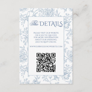 Website des französischen Blue Floral Toile QR-Cod Begleitkarte