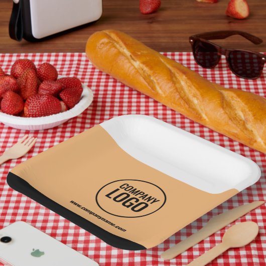 Website des modernen Logos von White Peach Black C Pappteller (Picknick)