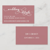 Website-Details zum Hochzeitsskript dunkle Rose Begleitkarte (Vorne/Hinten)