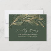 Website "Elegant Green Green Gold Wedding" RSVP Karte (Vorderseite)