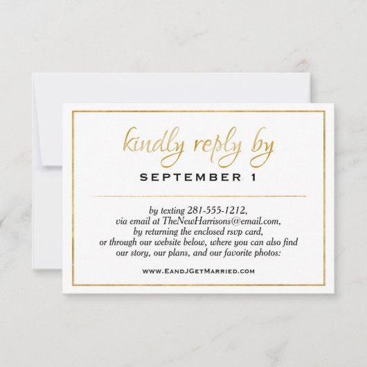 Website Elegante Gold Script Wedding/Empfang UAWG RSVP Karte (Vorderseite)
