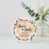 Website Eukalyptus Wood Cut Slice QR CODE Hochzeit Einladung (Stehend Vorderseite)