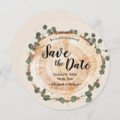 Website Eukalyptus Wood Cut Slice QR CODE Hochzeit Einladung (Vorne/Hinten)