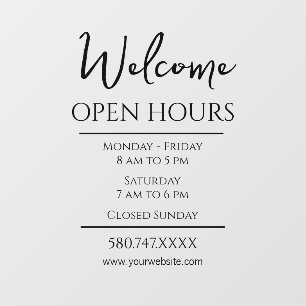 Website-Fenster "Business Welcome and Open Hours" Fensteraufkleber