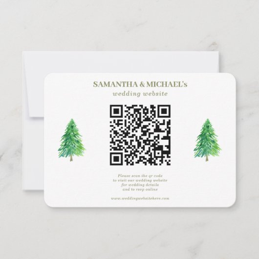 Website "Forest Tree Floral Qr Wedding" RSVP Karte (Vorderseite)