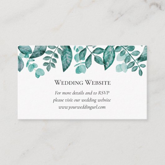 Website für Aquamarine Hochzeiten Begleitkarte (Vorderseite)