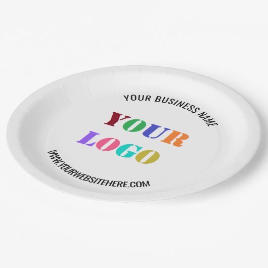 Website für benutzerdefinierte Logo-Namen Werbeakt Pappteller (Schrägansicht)