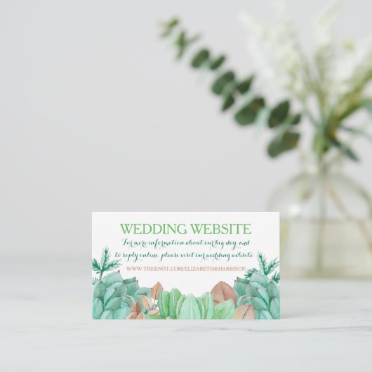 Website für Botanische Hochzeiten von Bouquet Begleitkarte (Stehend Vorderseite)