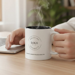 Website für das Firmenlogo Schwarz-weiß Zweifarbige Tasse