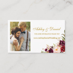 Website für das Hochzeitburgundy-Foto Einsteckkart Begleitkarte