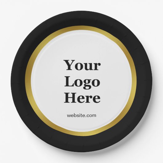 Website für elegante Schwarz-weiße Goldfirmen Pappteller (Vorderseite)