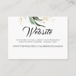 Website für Hochzeiten Gold Greenery Visitenkarte