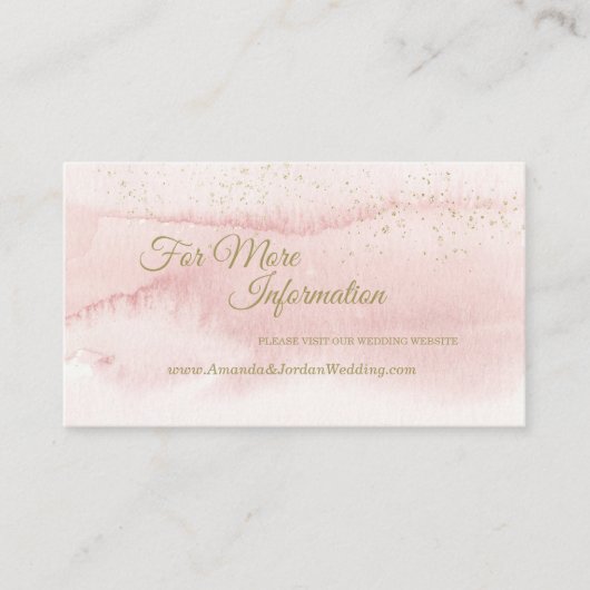 Website für Hochzeiten in Rosa Watercolor Gold Begleitkarte (Vorderseite)