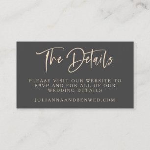 Website für Hochzeiten mit schwarzem Sand, moderne Begleitkarte