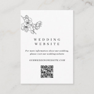 Website für Hochzeiten mit Schwarzweiß-Blüten - QR Begleitkarte