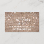 Website für Hochzeiten mit Skript, Burlap & Light Begleitkarte (Vorderseite)