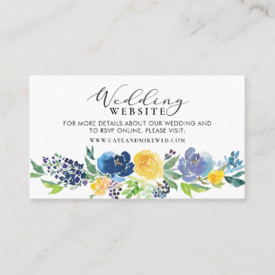 Website für Hochzeiten Navy Blue und Gelb Floral Visitenkarte