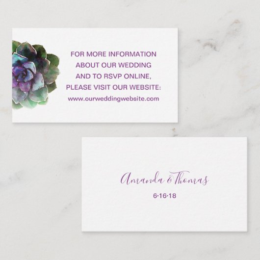 Website für Hochzeiten oder Registrierung Begleitkarte (Vorne/Hinten)