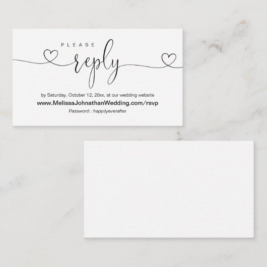 Website für Hochzeiten, UAWG für moderne Kalligraf Begleitkarte (Vorne/Hinten)