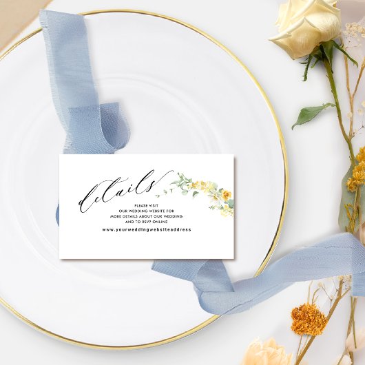 Website für Hochzeiten von Chic Yellow Floral / De Begleitkarte