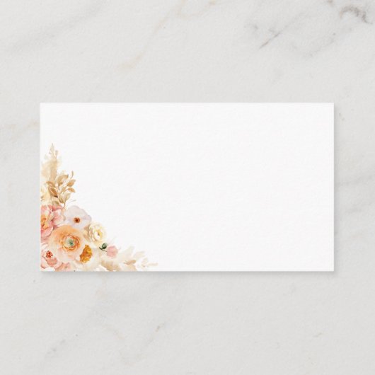 Website für Hochzeiten von Elegante Peach Floral / Begleitkarte (Rückseite)