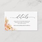 Website für Hochzeiten von Elegante Peach Floral / Begleitkarte (Vorderseite)