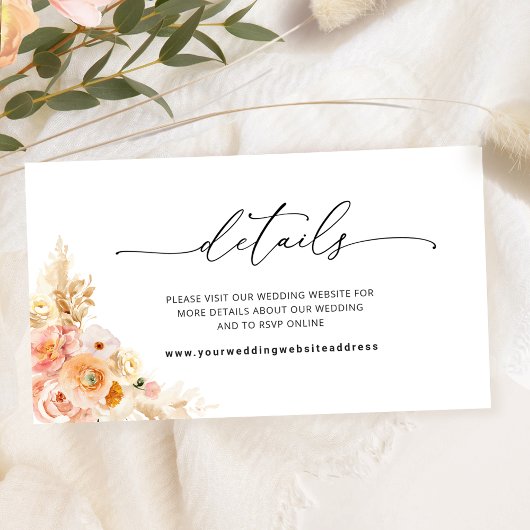 Website für Hochzeiten von Elegante Peach Floral / Begleitkarte
