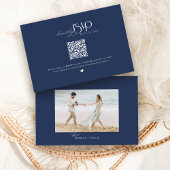 Website für Hochzeiten von Navy Blue QR Code RSVP Karte