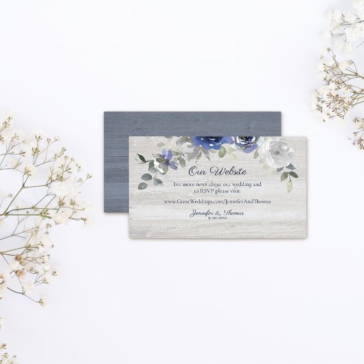 Website für Hochzeiten von Navy Blue Silver Waterc Begleitkarte